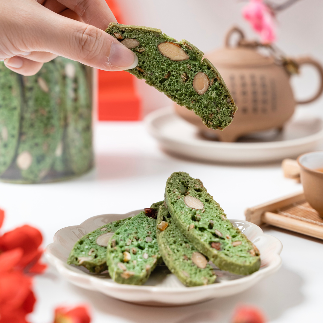 Pandan Granola Biscotti Cookie