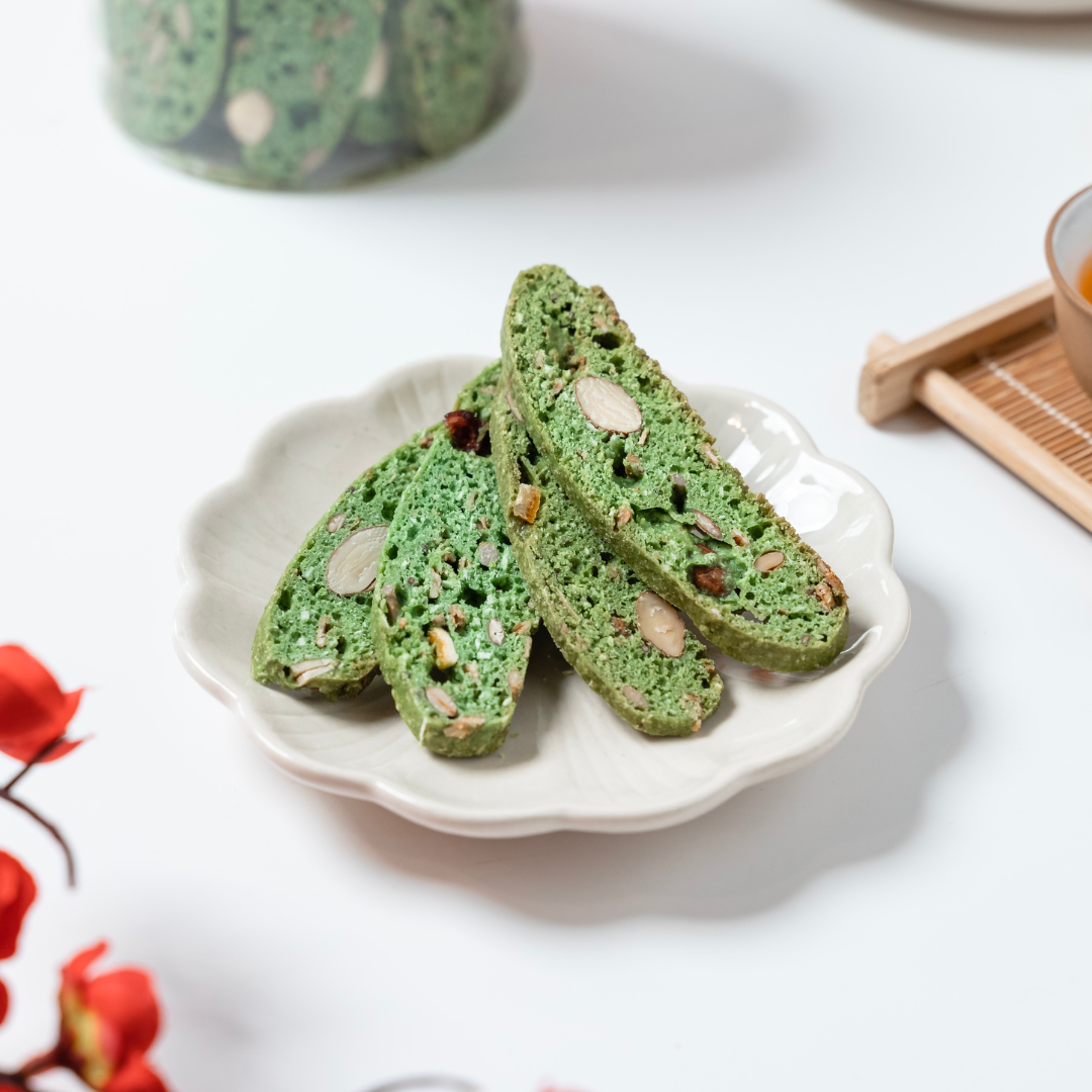 Pandan Granola Biscotti Cookie